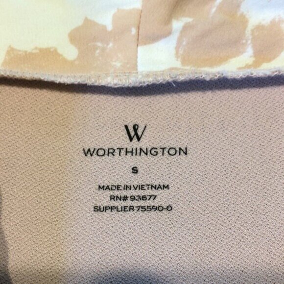 Worthington Sleeveless Floral Blouse Beige & White Small - Picture 4 of 6